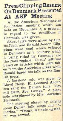 News cutting about the Dana Chapter of the American-Scandinavian Foundation