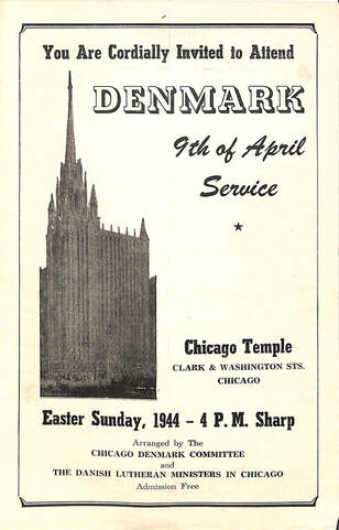 1944 poster for Danish 9th of April service in Chicago